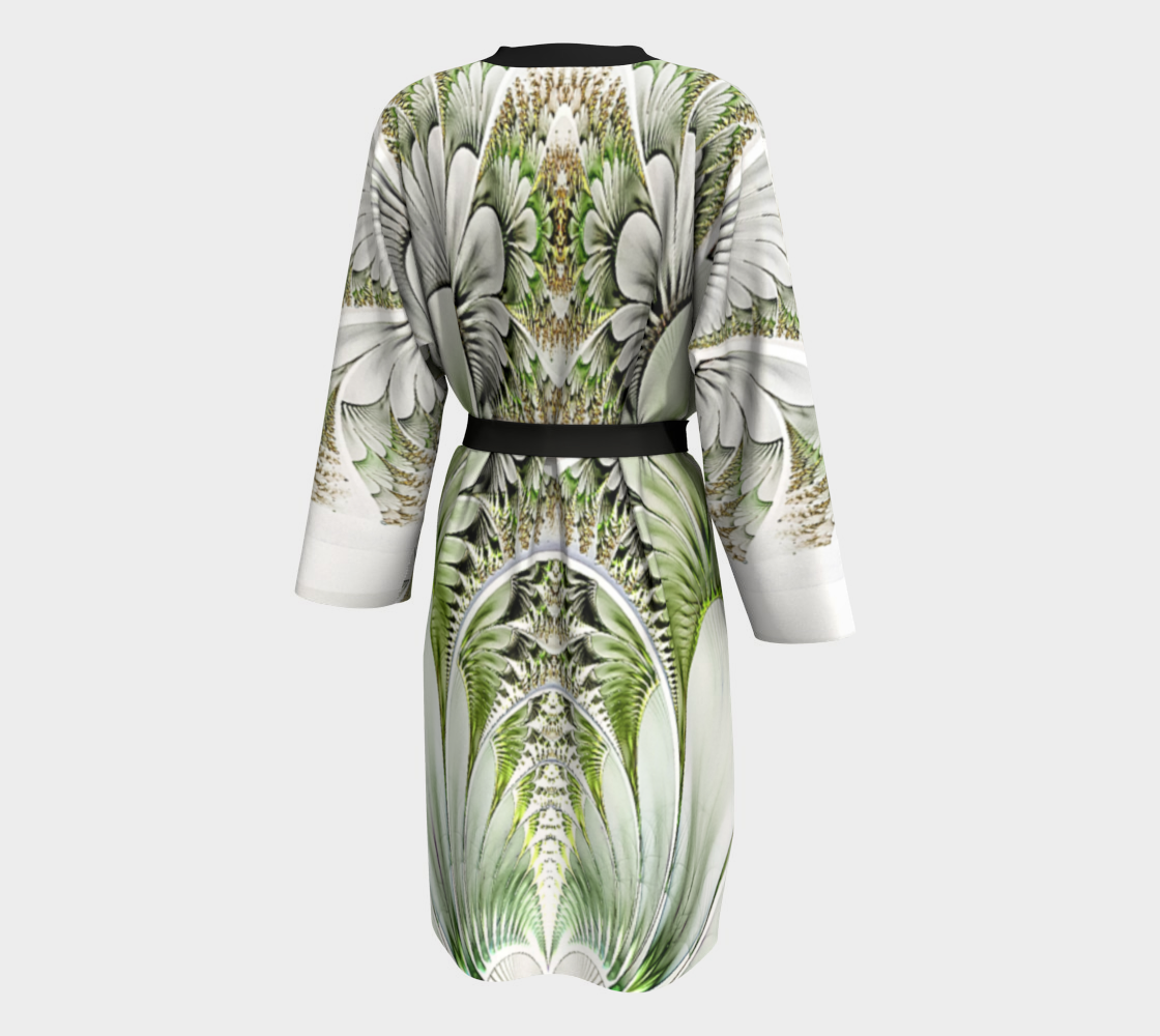 Green Peace Silk Robe with bamboo trim