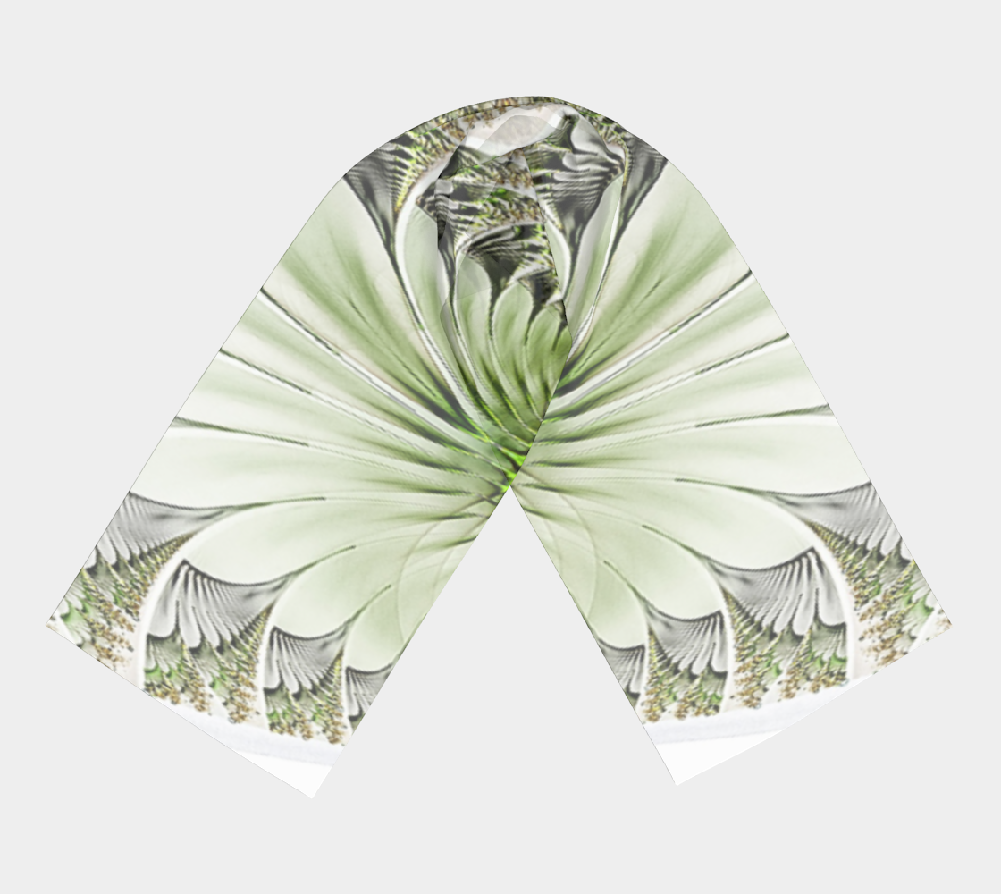 White Green Silk Scarf