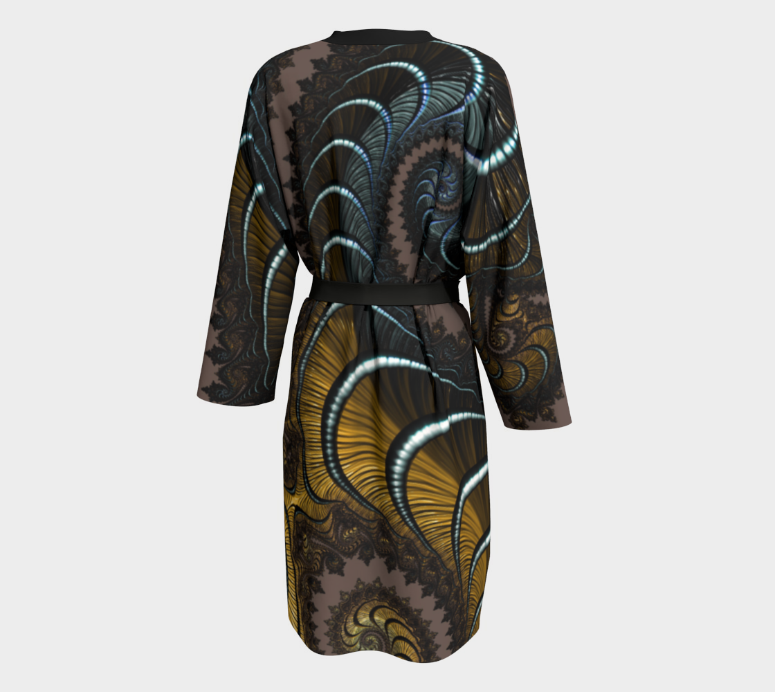 Brown Wayback Silk Robe with bamboo trim