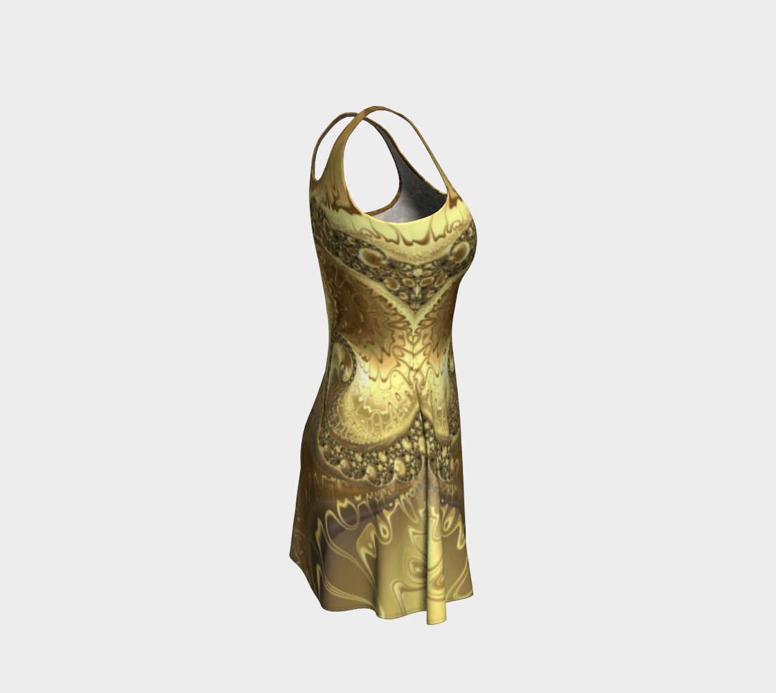Fractal Gold Spring Flare Dress
