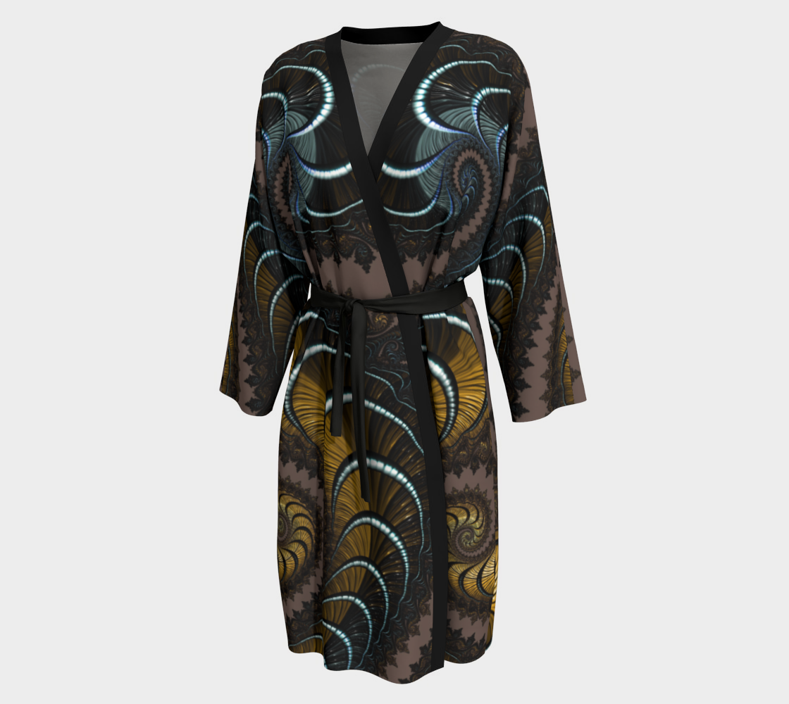 Brown Wayback Silk Robe with bamboo trim