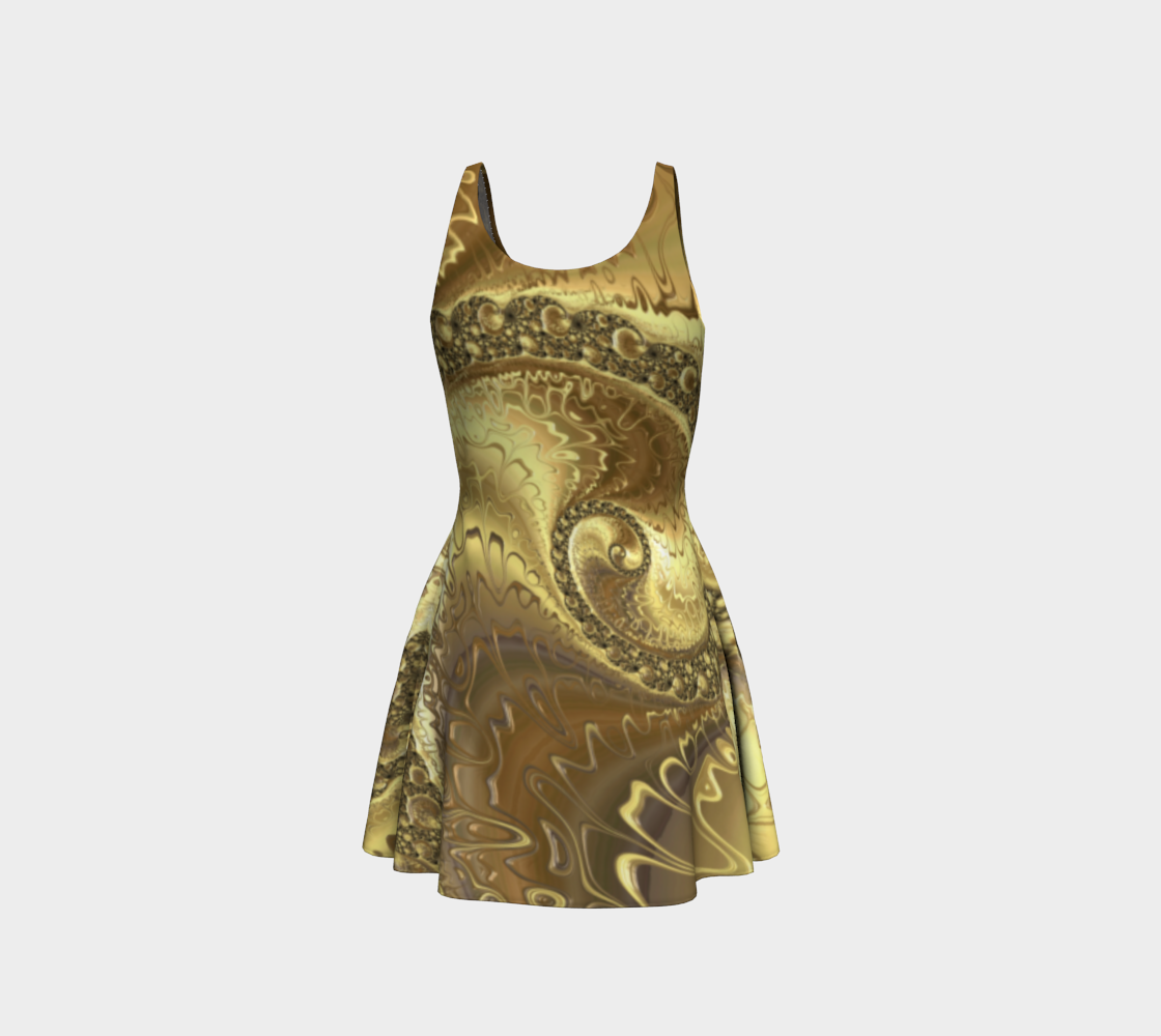 Fractal Gold Spring Flare Dress