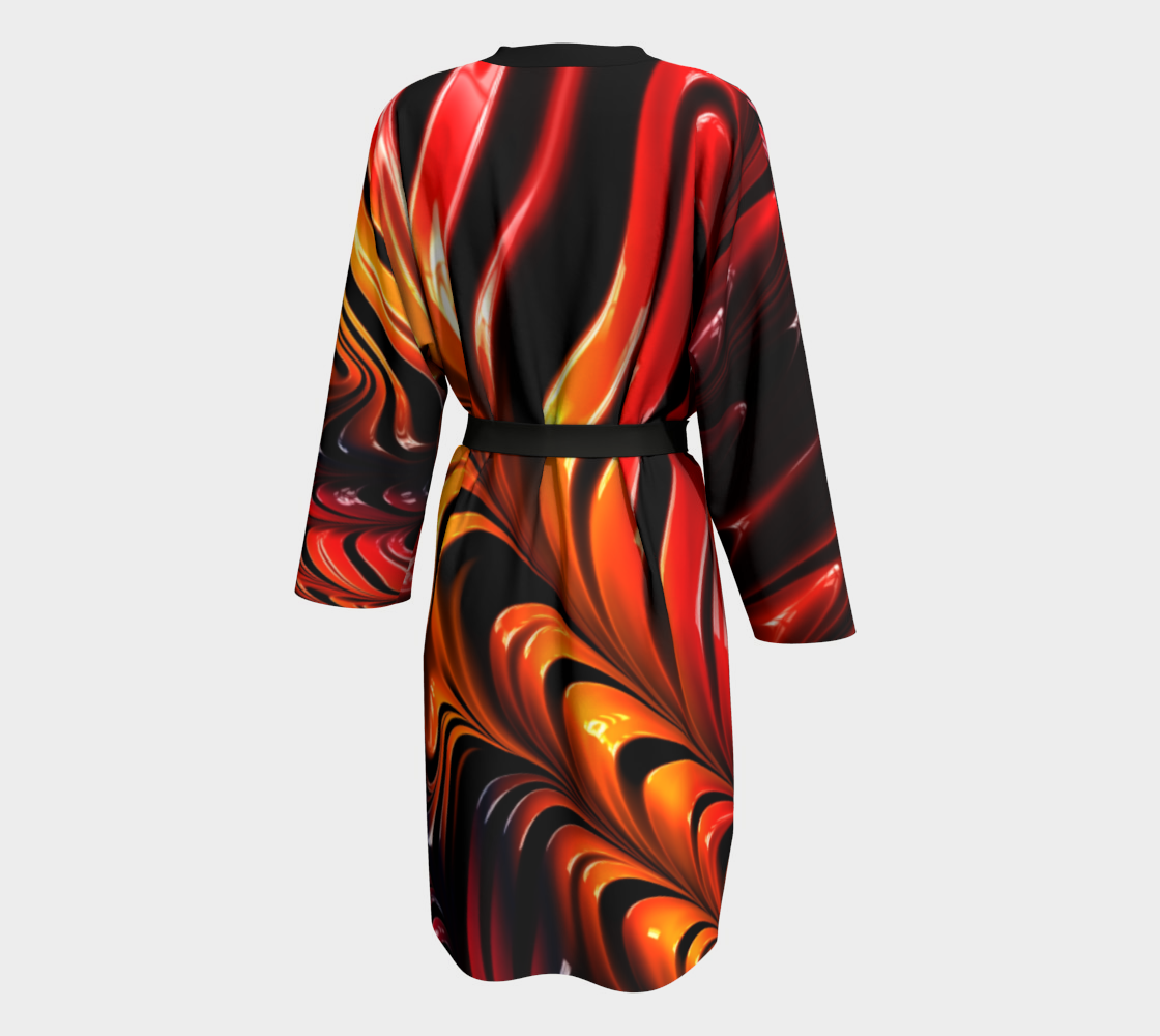 Red Siren Night Silk Robe with bamboo trim