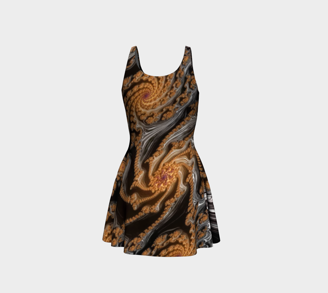 Fractal Brown Sugar Flare Dress
