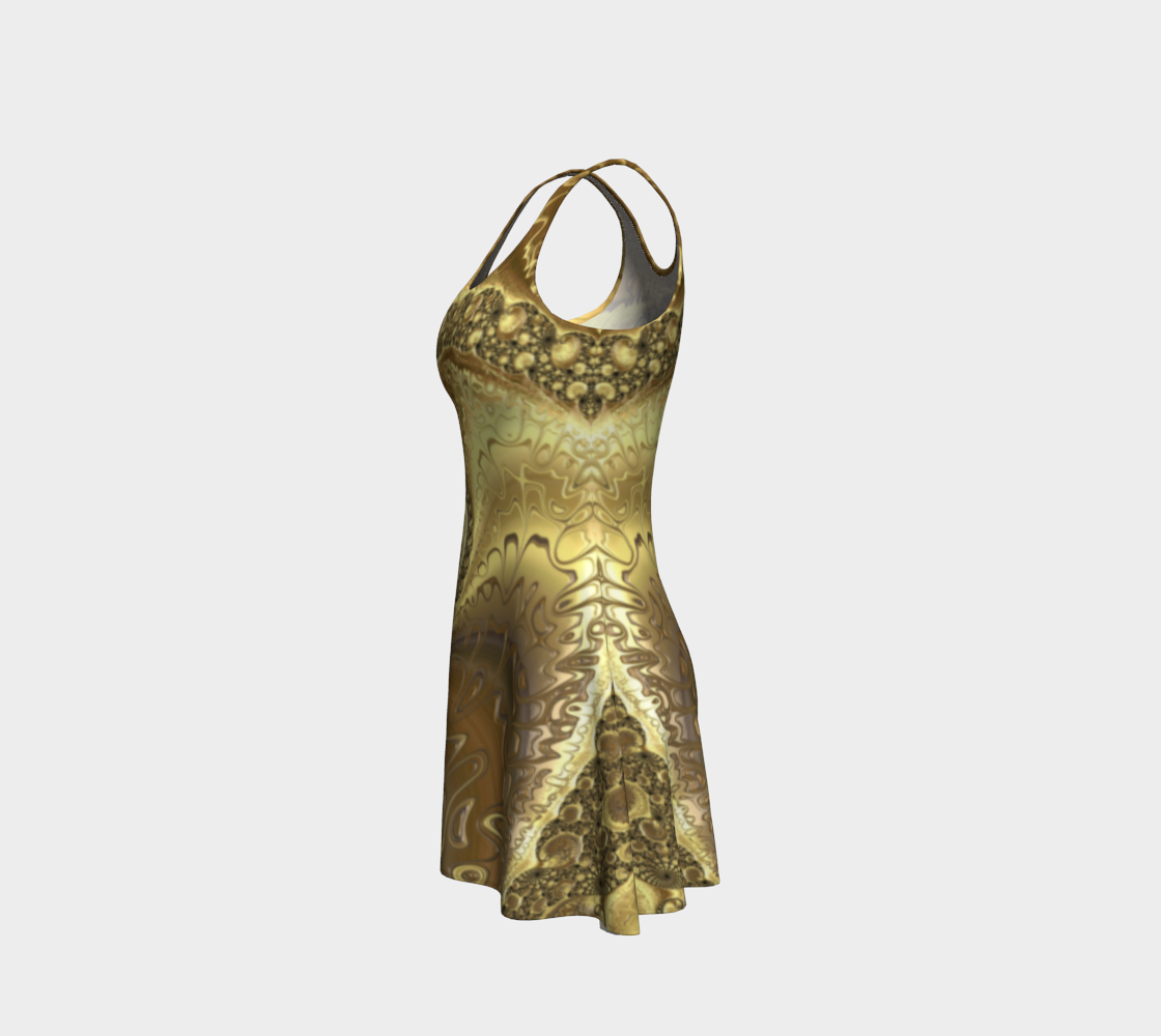Fractal Gold Spring Flare Dress