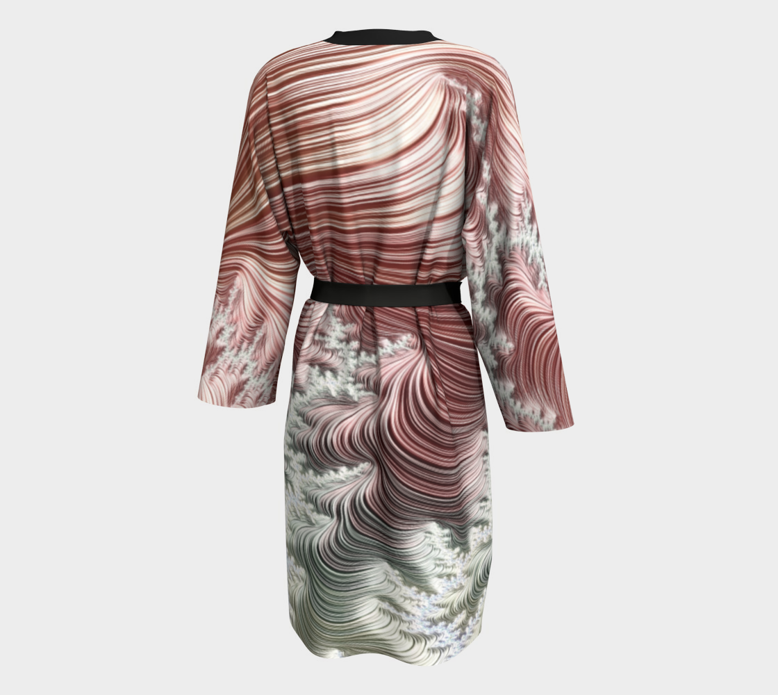 Sweet Pinks Silk Robe with bamboo trim