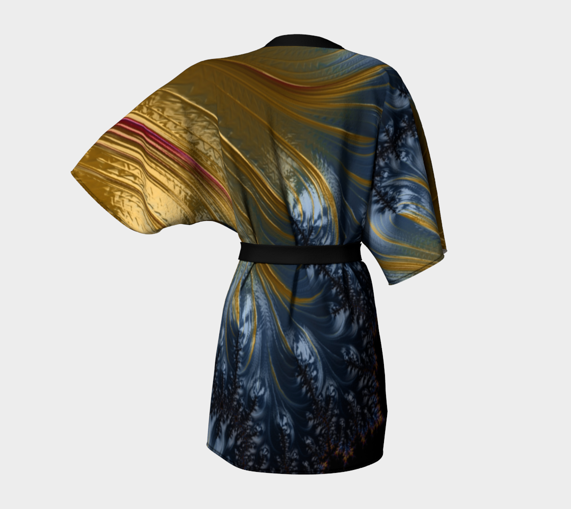 EVE BLUE SILK TWILL KIMONO ROBE
