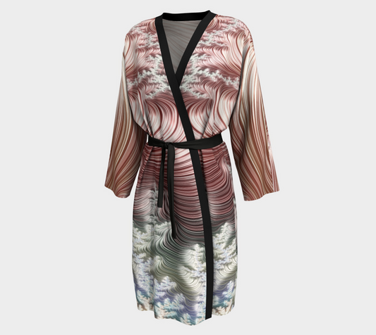 Sweet Pinks Silk Robe with bamboo trim