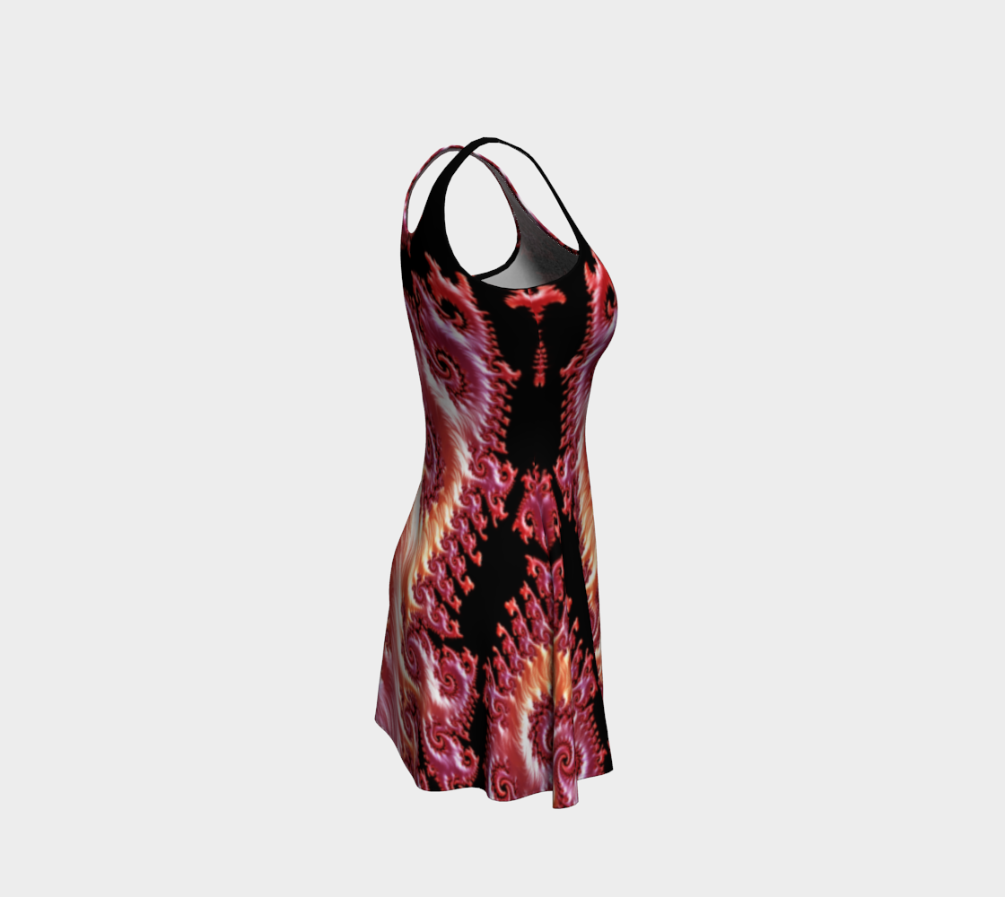 Fractal Pink Satin Flare Dress