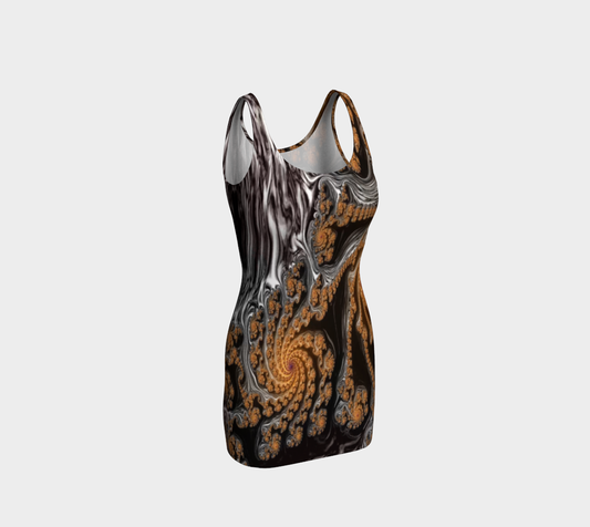 Fractal Brown Sugar Bodycon Dress