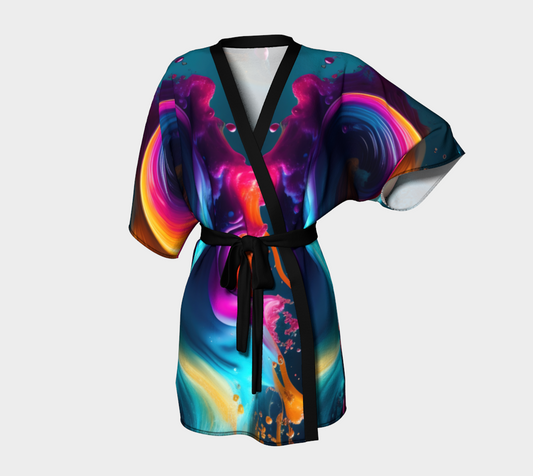 Aqua Shear Silk Twill Kimono by FrACTal ACTions
