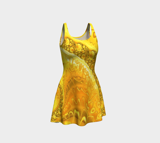 Fractal Yellow Sunshine Flare Dress