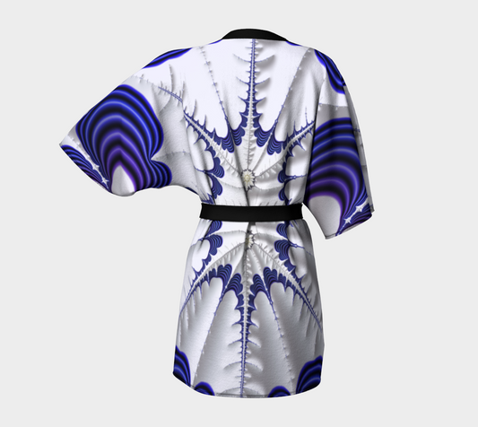 Purple on White Light Custom Silk Kimono Robe
