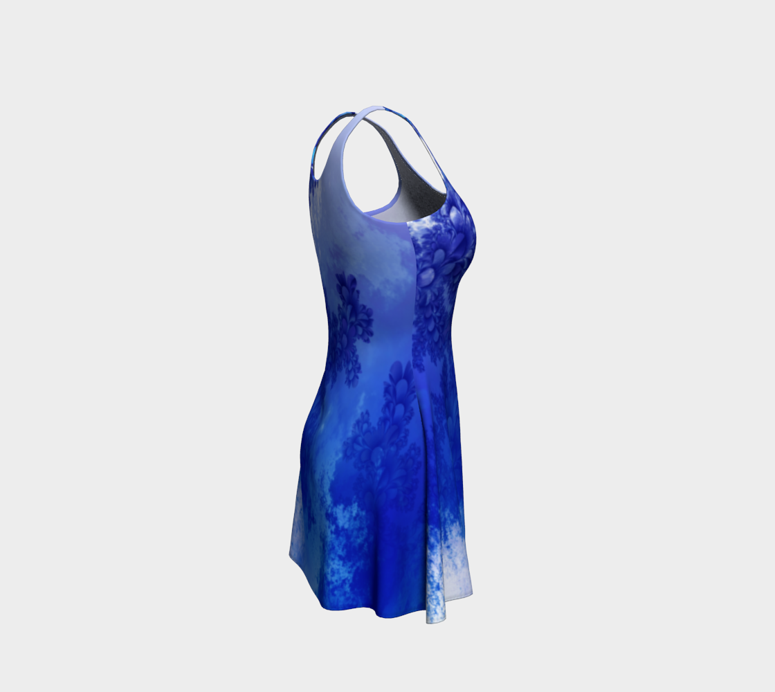 Fractal Blue Meadow Flare Dress