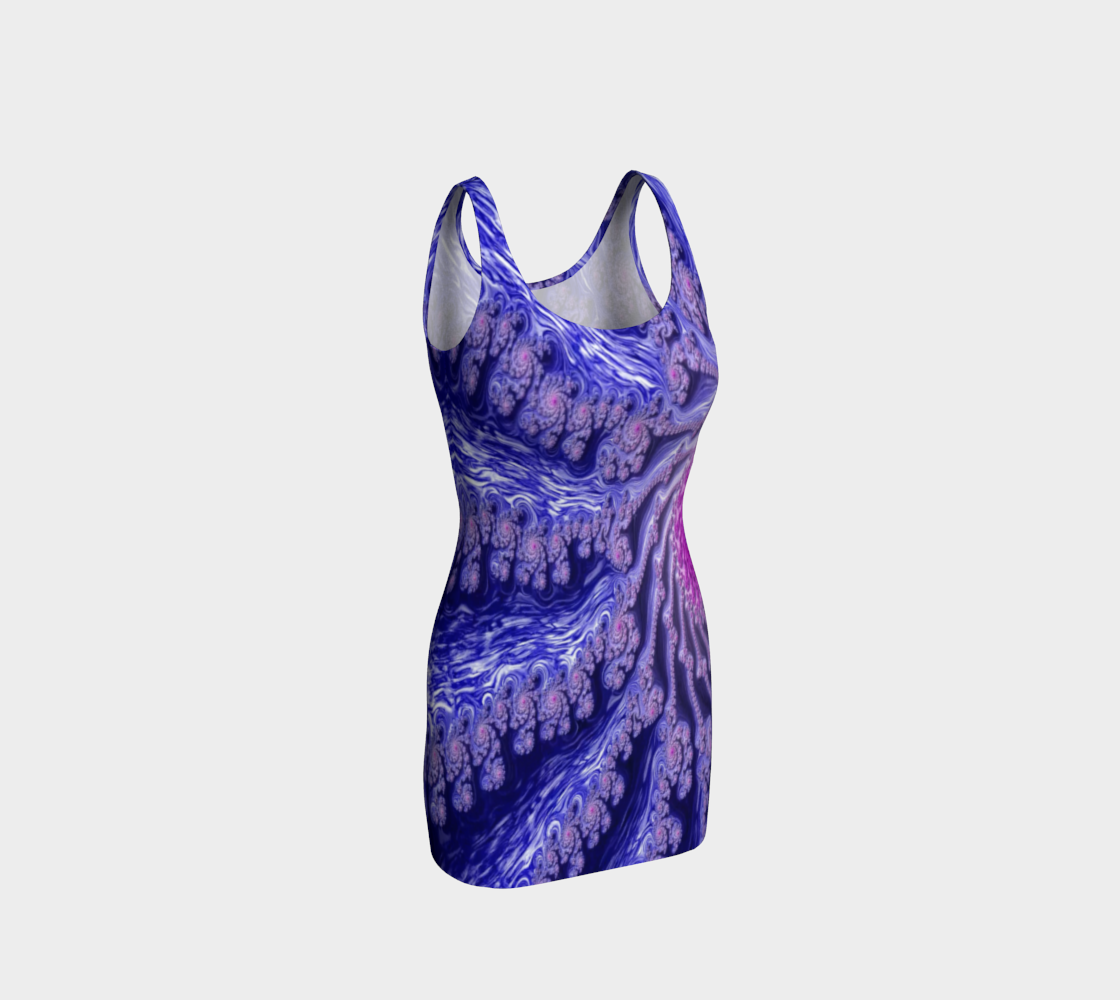 Fractal Blue Summer Bodycon Dress