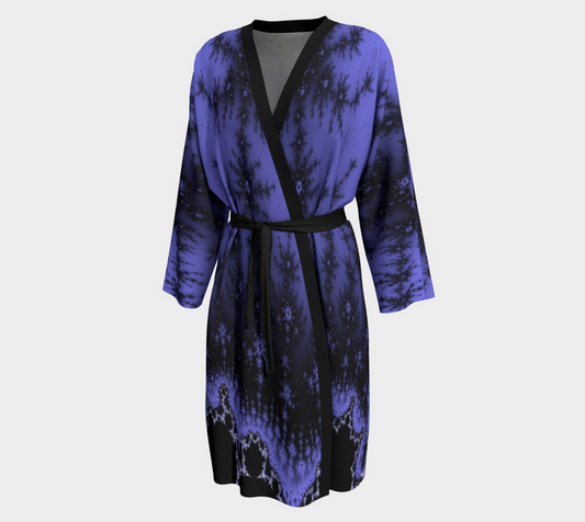 Blue Royal Custom Silk Kimono Dressing Gown Robe by frACTalACTions brand