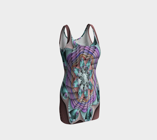 Fractal Cool Rose Bodycon Dress