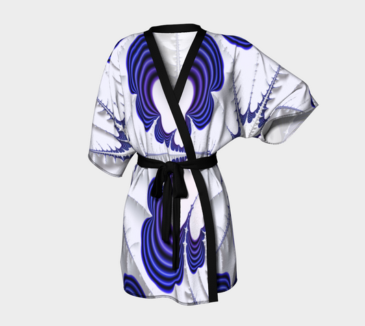 Blue Royal Custom Silk Kimono Robe by frACTalACTions brand