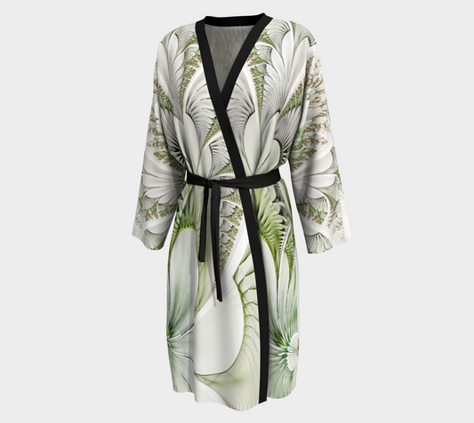 Green Peace Silk Robe with bamboo trim