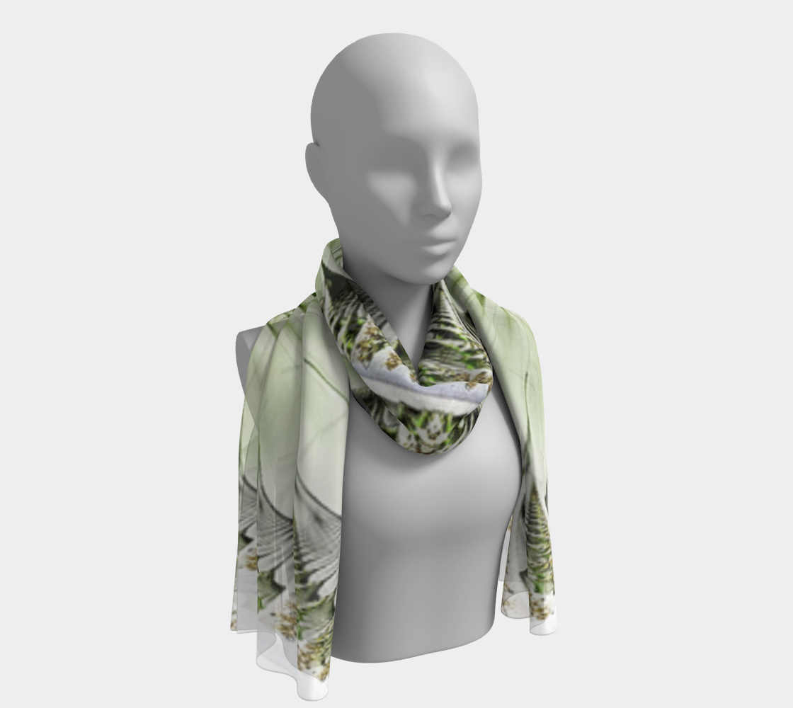 White Green Silk Scarf