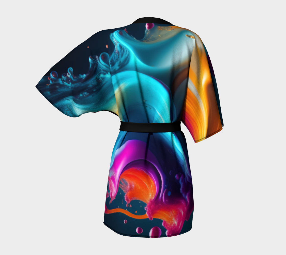 Aqua Shear Silk Twill Kimono