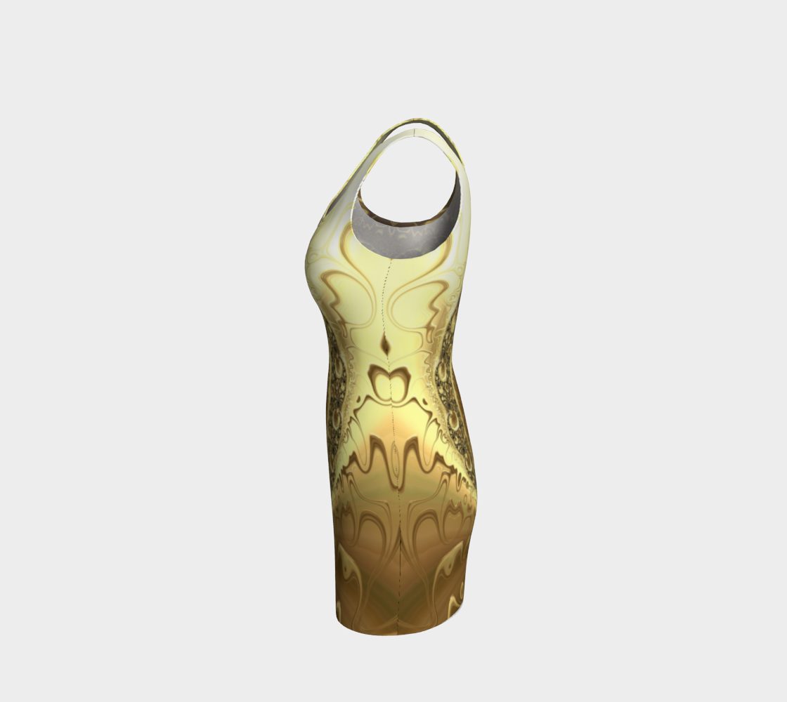 Fractal Gold Spring Bodycon Dress