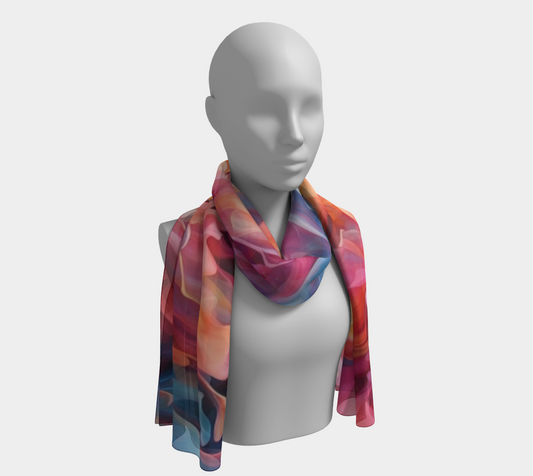 Blue Peach Silk Scarf