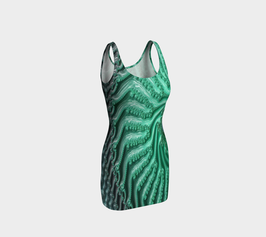 Fractal Aqua Spiral Bodycon Dress