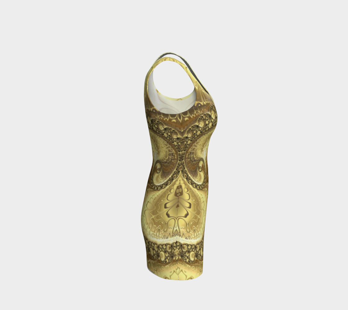 Fractal Gold Spring Bodycon Dress