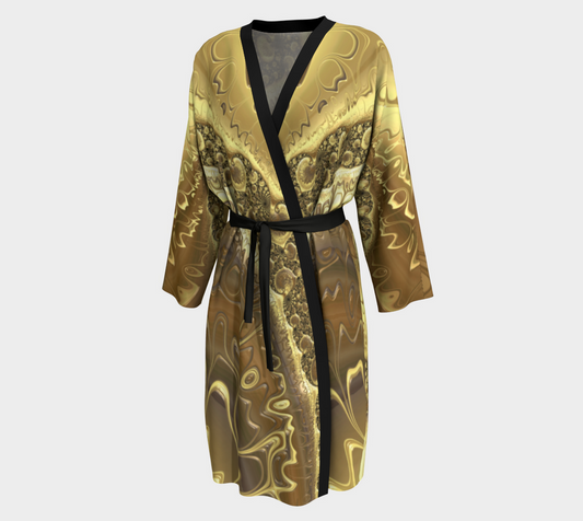 Gold Twist Silk Robe with bamboo trim