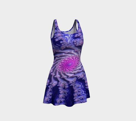 Fractal Periwinkle Pink Flare Dress