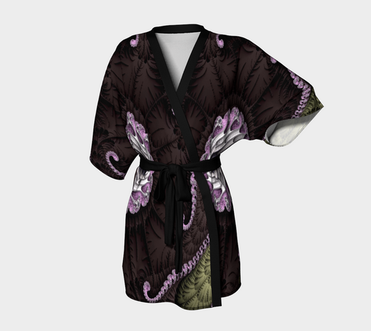 Chocolate Dream Silk Kimono Robe Dressing Gown by frACTalACTions
