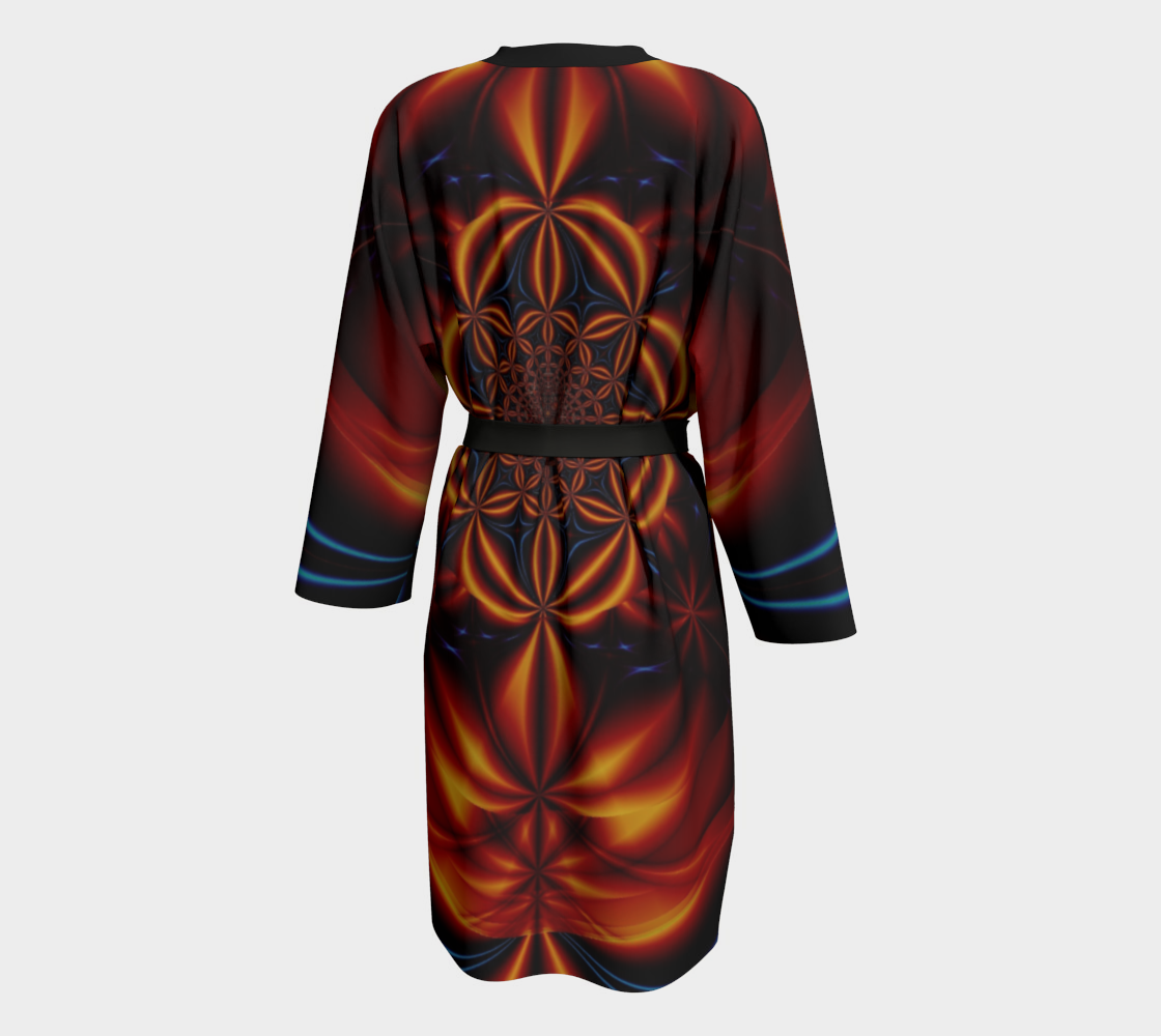 Orange Halo Silk Robe with bamboo trim