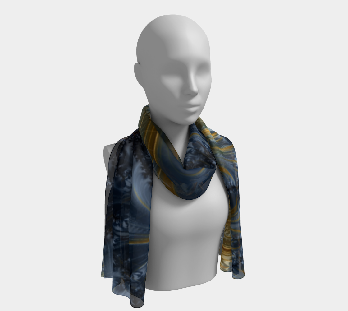 Blue Gold Silk Scarf