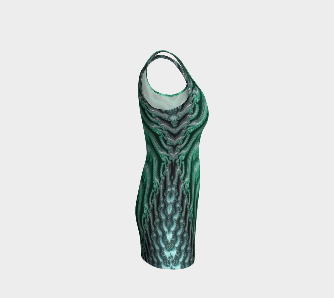 Fractal Aqua Spiral Bodycon Dress