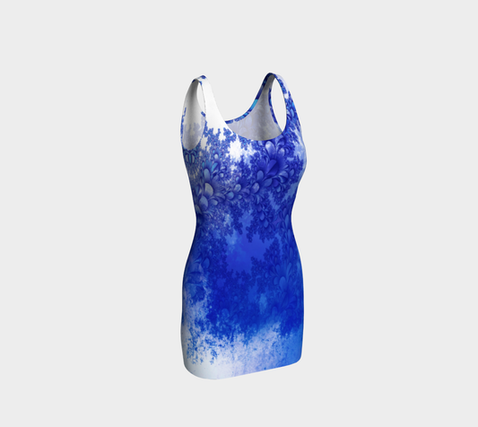 Fractal Blue Spring Bodycon Dress