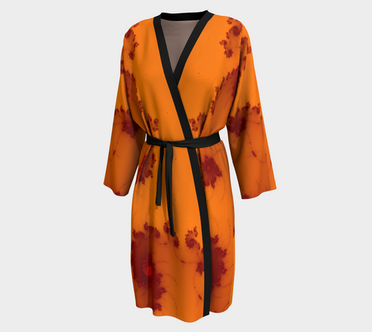 Gold Calm Silk Peignoir Robe Dressing Gown by frACTalACTions with bamboo trim and belt