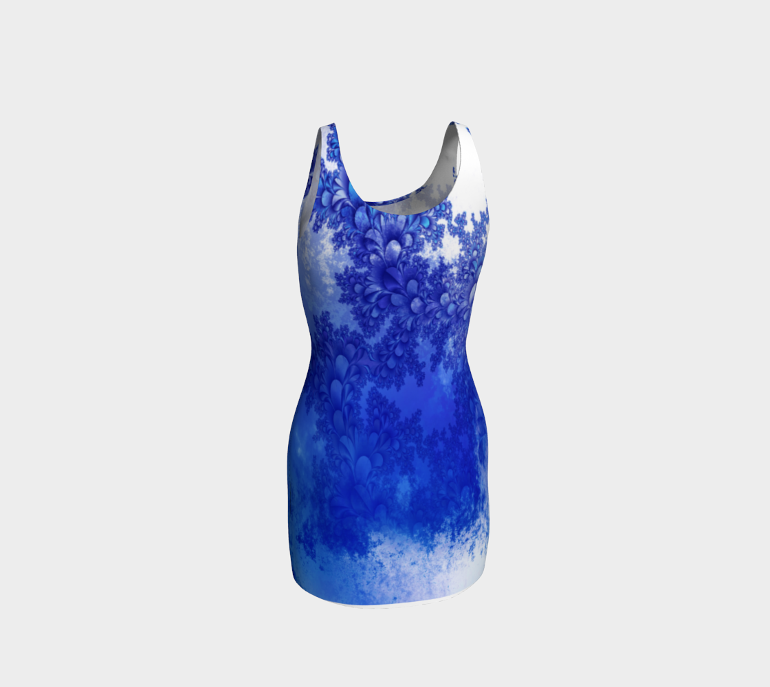 Fractal Blue Spring Bodycon Dress