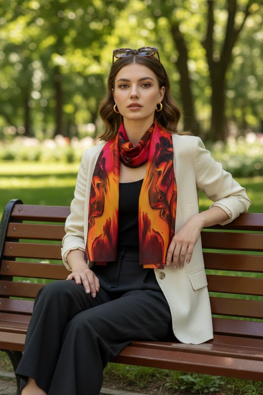 Red Flame Silk Scarf