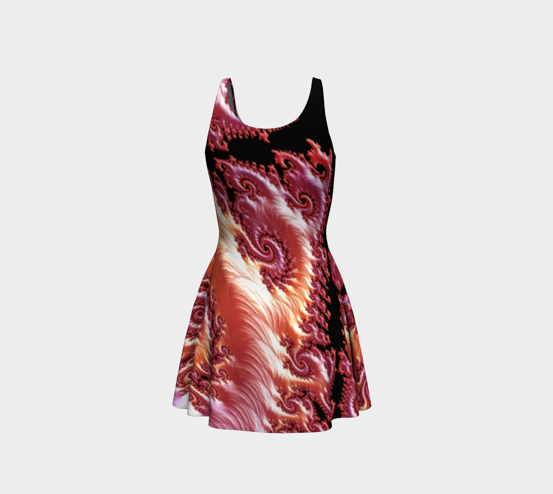 Fractal Pink Satin Flare Dress