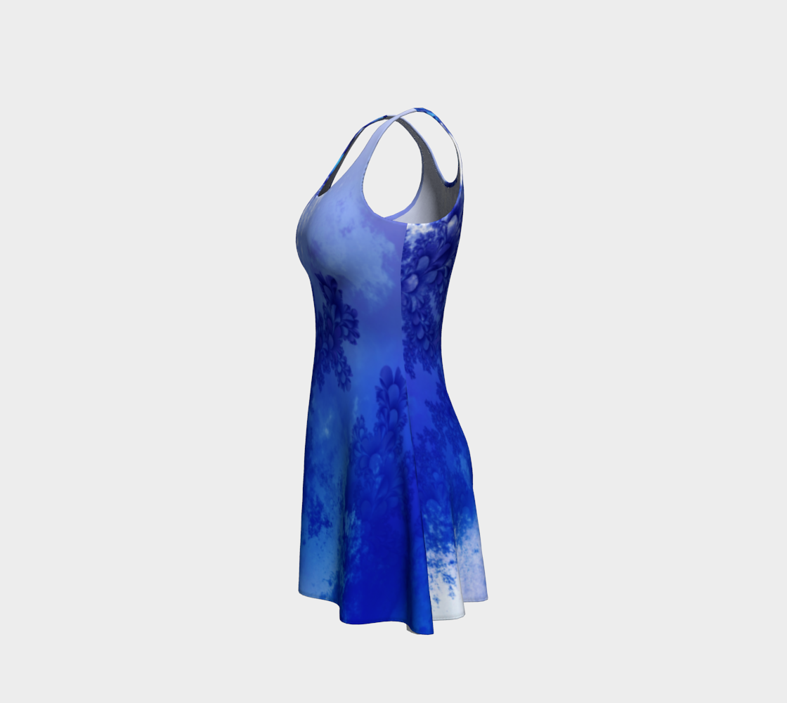 Fractal Blue Meadow Flare Dress