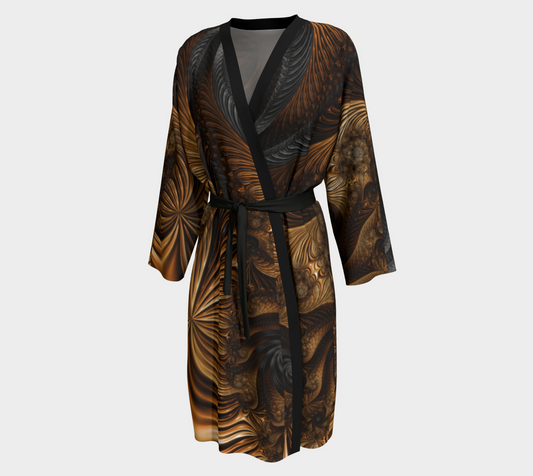 Golden Stage Silk Robe with bamboo trim