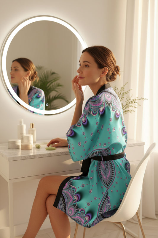 Aqua Life Silk Kimono