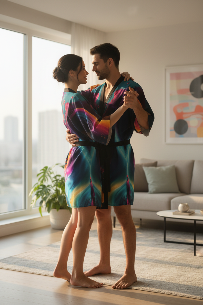 Aqua Shear Silk Kimono