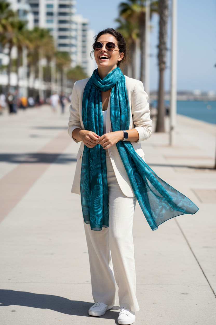 Aqua Silk Scarf