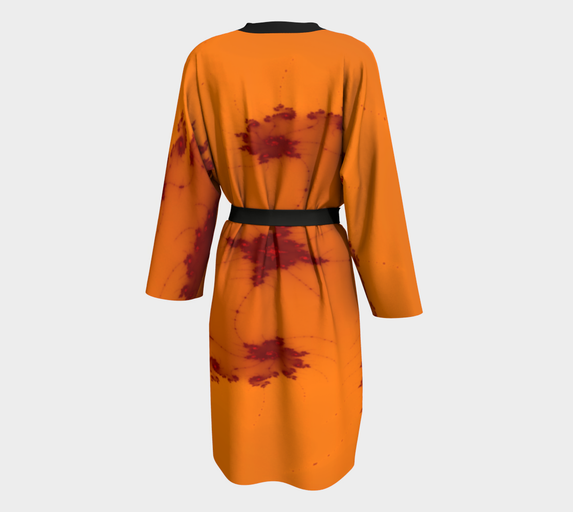 Gold Calm Silk Peignoir Robe Dressing Gown by frACTalACTions with bamboo trim and belt