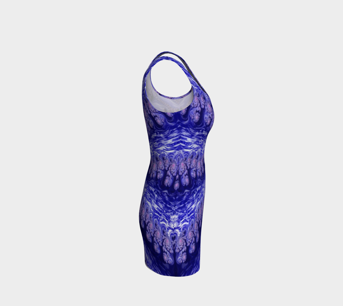 Fractal Blue Summer Bodycon Dress