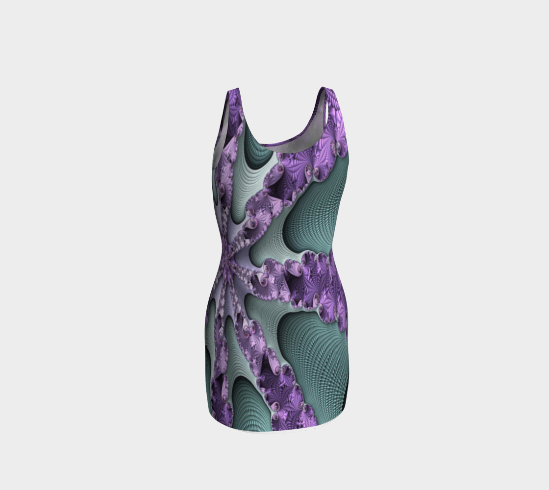 Fractal Lav Aqua Spiral Bodycon Dress