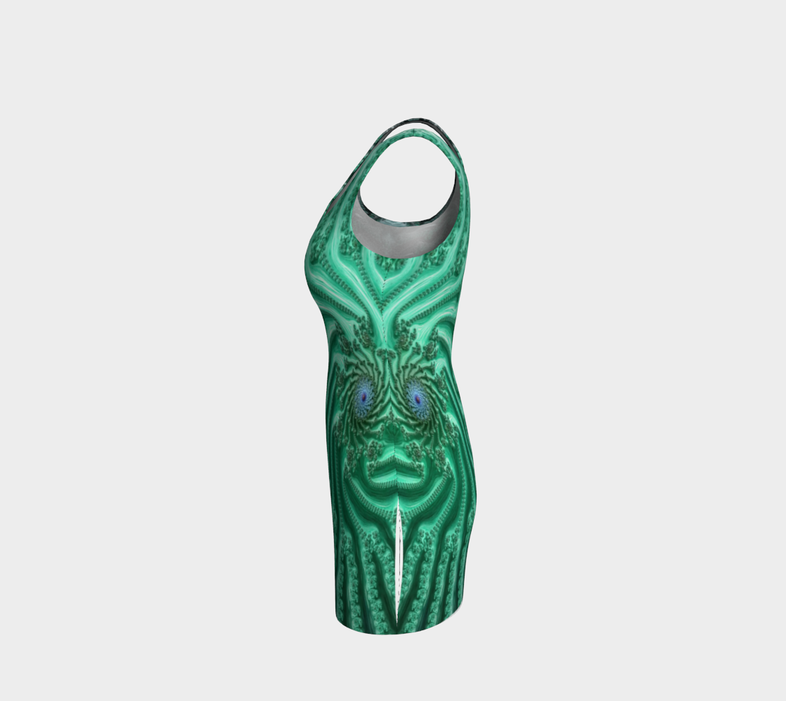 Fractal Aqua Spiral Bodycon Dress