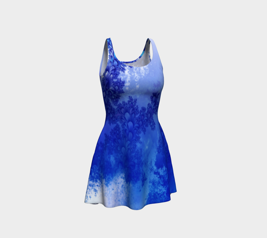 Fractal Blue Meadow Flare Dress